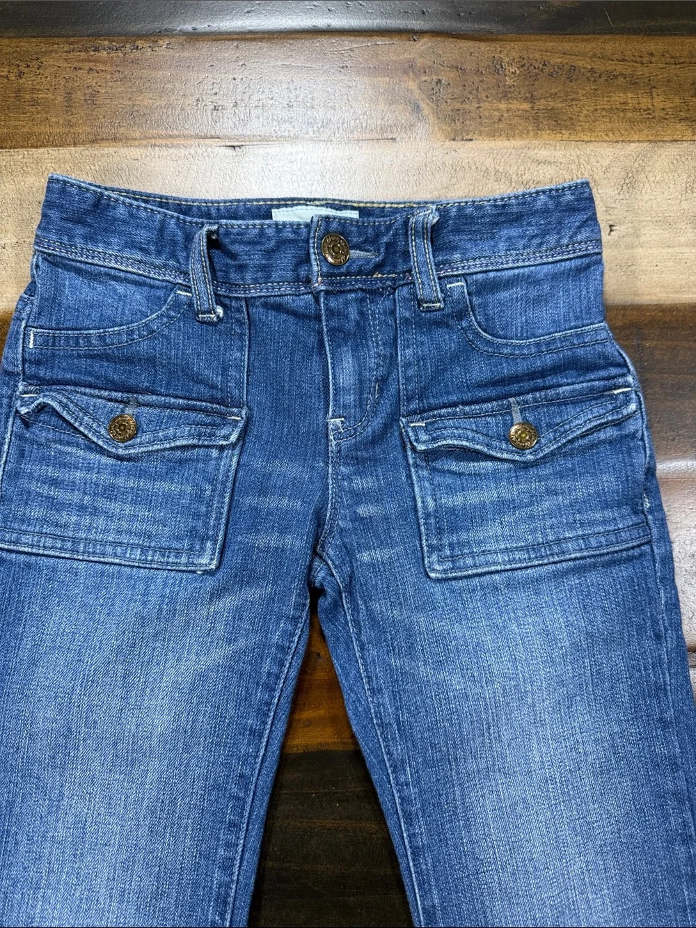 Old Navy Rolled Hem Mid Blue Crop Jeans